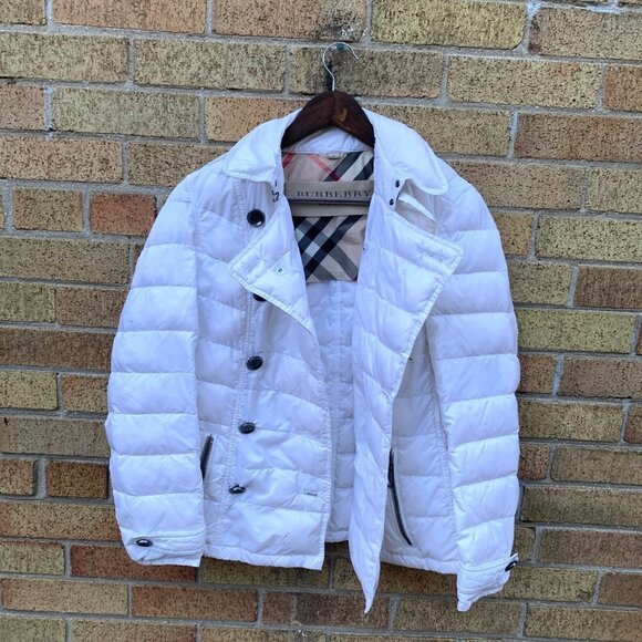 Burberry Goose Down Novacheck Puffer Jacket Medium White - Picture 4 of 16